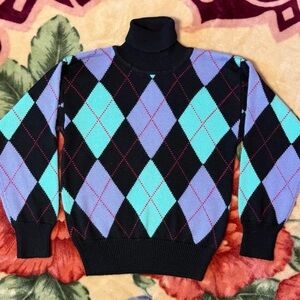 vintage knight’s ltd argyle turtleneck sweater.